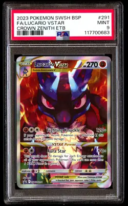 PSA 9 Lucario Vstar 291 Pokemon Swsh Black Star Promo 2023 Crown Zenith Etb - Image 1