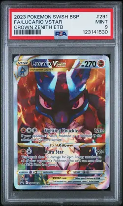 PSA MINT 9 - Fa/Lucario Vstar Crown Zenith Etb Pokemon Swsh Black Star Promo 291 - Image 1