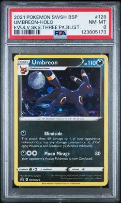 PSA 8 Pokemon TCG 2021 Evolving Skies SWSH129 Umbreon Black Star Promo Holo - Image 1