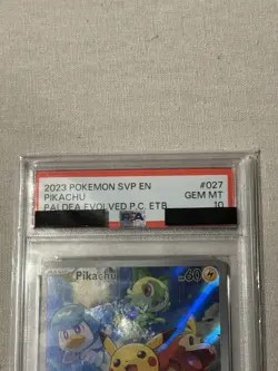2023 Pokemon Black Star Promo 027 Pikachu Paldea Evolved ETB LABEL ERROR PSA 10 - Image 2