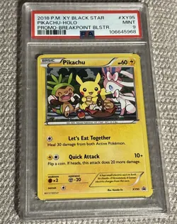 2016 Pokemon XY Breakpoint Blister Black Star Promo Pikachu XY95 PSA 9 - Image 1