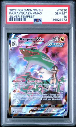 2022 POKEMON SWORD & SHIELD SILVER TEMPEST #TG20 FULL ART/RAYQUAZA VMAX PSA 10 - Image 1