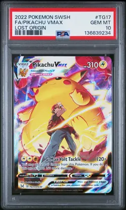 2022 POKEMON SWORD & SHIELD LOST ORIGIN #TG17 FULL ART/PIKACHU VMAX PSA 10 - Image 1