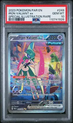2023 POKEMON PAR EN-PARADOX RIFT #249 IRON VALIANT EX PSA 10 - Image 1