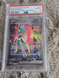 IRON VALIANT EX #249 2023 POKEMON PAR EN-PARADOX RIFT PSA 10 - Image 1