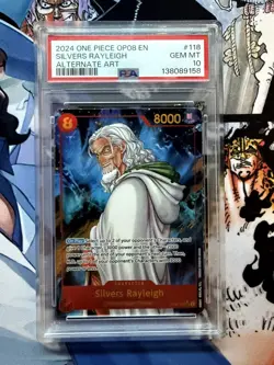2024 ONE PIECE OP08-TWO LEGENDS ALTERNATE ART #118 SILVERS RAYLEIGH PSA 10 - Image 1
