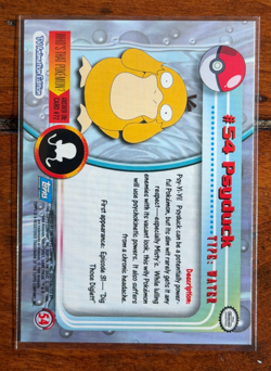 1999 Topps Pokemon Psyduck RAINBOW FOIL #54 TV Animation Series Blue Logo - Image 2