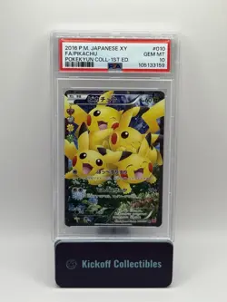 2016 POKEMON JPN XY POKEKYUN COLL 1ST ED #010 FULL ART/PIKACHU PSA 10 - Image 1