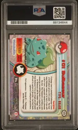 1999 Topps Pokemon Tv Bulbasaur #1 PSA8 - Image 2