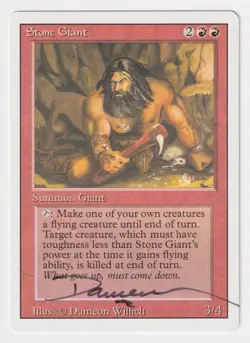 Signed Stone Giant LP Revised Edition Artist Dameon Willich 1994 WOTC MTG Magic! - Image 1