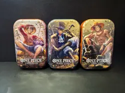New & Sealed! One Piece Tin Pack Art Set Vol 2 - Set of 3 | TS-02 OP-13 | Bandai - Image 1