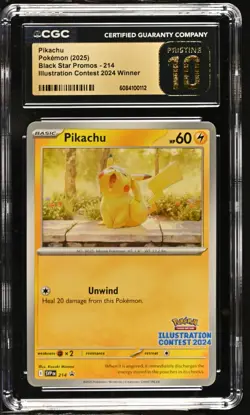 CGC Pristine 10 Pikachu Black Star Promo #214 Illustration Contest 2024 WINNER - Image 1