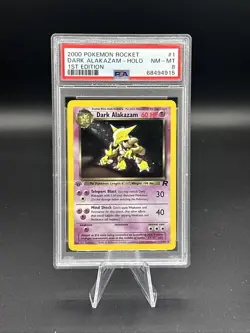 2000 Pokemon Rocket Dark Alakazam 1/82 Team Rocket Holo 1st Edition PSA 8 - Image 1