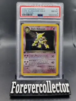 2000 Pokemon Team Rocket Dark Alakazam Holo 1st edition #1 PSA 8 - Image 1