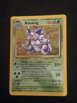 1999 Pokemon TCG Base Set Nidoking #11/102 Holo Rare NM Vintage WOTC Card - Image 1