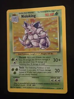 1999 Pokemon TCG Base Set Nidoking #11/102 Holo Rare NM Vintage WOTC Card - Image 2