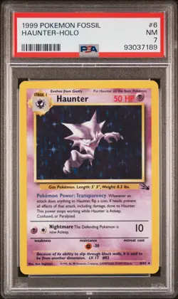 1999 POKEMON FOSSIL 6/62 HAUNTER HOLO RARE PSA 7 NM - Image 1