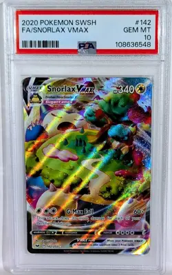 Pokemon SWSH SNORLAX VMAX Sword & Shield Full Art 142/202 PSA 10 💎 GEM MINT - Image 1