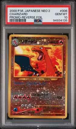 Charizard PSA 10 - Pokemon 2000 Japanese Neo 2 Promo Reverse Foil #006 - Image 1