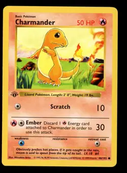 1999 WOTC POKEMON BASE SET SHADOWLESS 1ST EDITION CHARMANDER 46/102 COMMON NM - Image 1