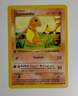 1999 WOTC POKEMON BASE SET SHADOWLESS 1ST EDITION CHARMANDER 46/102 COMMON NM - Image 3