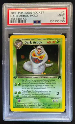 2000 Pokemon Team Rocket First Edition Dark Arbok Holo #2/82 PSA 9 - Image 1