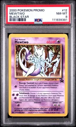 MEWTWO 12 PSA 8 2000 WOTC BLACK STAR PROMO POKEMON CARD ENGLISH - Image 1