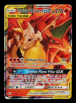 Pokemon Card Charizard & Braixen GX 22/236 Cosmic Eclipse Tag Team LP 2019 - Image 1