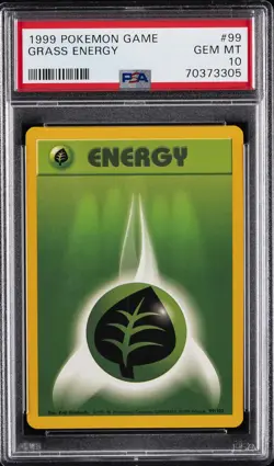 1999 POKEMON BASE SET UNLIMITED #99 GRASS ENERGY PSA 10 - Image 1