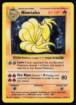 1999 Pokemon WOTC Base Set Shadowless Ninetales #12 /102 MP+/LP- - Image 1