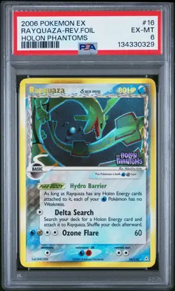 2006 POKEMON EX HOLON PHANTOMS #16 RAYQUAZA-REVERSE FOIL PSA 6 - Image 1