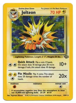Pokemon Card: Jolteon HOLO 4/64 Jungle Set Vintage Rare! EX - Image 1