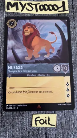 Carte Lorcana Disney TCG Mufasa 185/204 FOIL Rare Chapitre 3 Francais - Image 1
