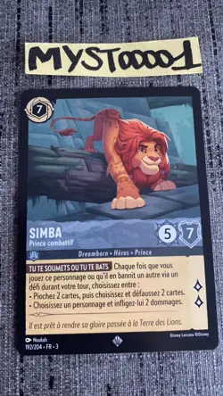 Carte Lorcana Disney TCG Simba 192/204 Super Rare Chapitre 3 Francais - Image 1
