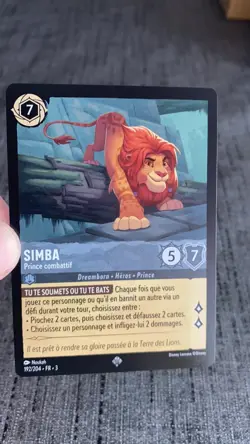 Carte Lorcana Disney TCG Simba 192/204 Super Rare Chapitre 3 Francais - Image 4