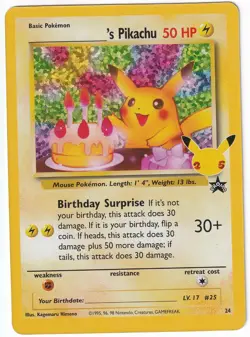 Birthday Pikachu Holo Celebrations NM Promo 24 Pokemon Card - Image 1