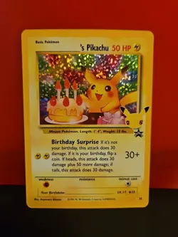 Pikachu Birthday Card 24 Holo Celebrations Black Star Promo Pokemon Card - Image 1