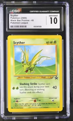 2000 WOTC POKEMON LEAGUE BLACK STAR PROMO SCYTHER #45 CGC 10 GEM MINT - Image 1