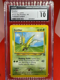 CGC 10 GEM MINT Scyther 45 WOTC Black Star Promo Pokemon League 2000 TCG Vintage - Image 1