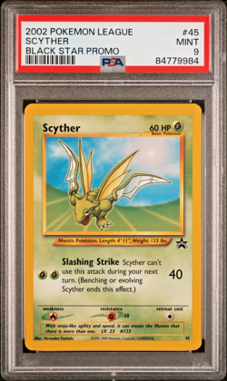 2002 WOTC POKEMON POKEMON LEAGUE BLACK STAR PROMO SCYTHER #45 PSA 9 MINT A - Image 1