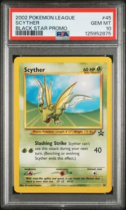 2002 WOTC POKEMON POKEMON LEAGUE BLACK STAR PROMO SCYTHER #45 PSA 10 GEM MINT A - Image 1