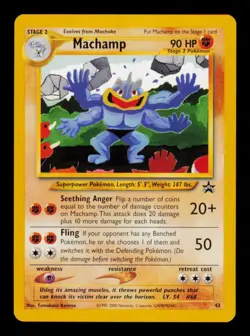 Pokemon Card Machamp 43 Black Star Promo WOTC Wizards Rare NM 2000 - Image 1