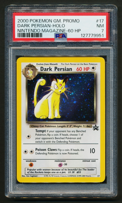 Dark Persian 17 Black Star Promo WOTC Pokemon 2000 Nintendo Magazine PSA 7 NM - Image 1