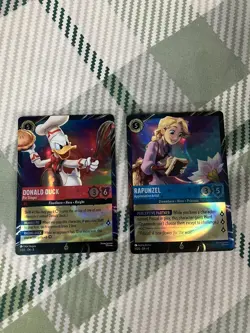 Disney Lorcana magical places Epcot promo Cards Donald And Rapunzel With Extras - Image 2