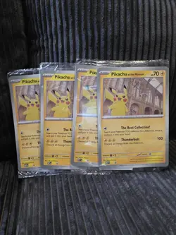 4 x Pokemon TCG Promo Oversized Card - Pikachu at the Museum (Sealed) - UK - Image 1