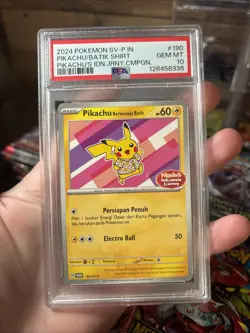 2024 POKEMON INDONESIAN SV-P PROMO #190 PIKACHU IN BATIK SHIRT PSA 10 - Image 1