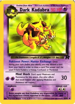 Pokemon TCG Dark Kadabra 39/82 Team Rocket Unlimited Uncommon LP - Image 1