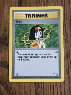 Erika 100/132 Rare Gym Heroes Non-Holo Trainer Pokemon MP - Image 1