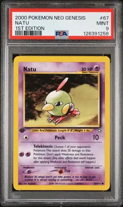 2000 POKEMON NEO GENESIS 1ST ED #67 NATU PSA 9 - Image 1