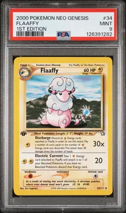 2000 POKEMON NEO GENESIS 1ST ED #34 FLAAFFY PSA 9 - Image 1